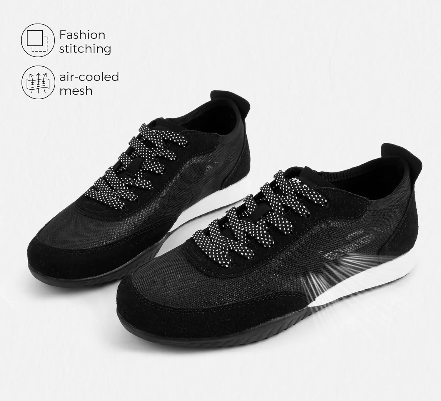 LUCKY STEP Women's Mesh Fashion Sneaker Colorblock Breathable Retro Lace-up Stylish Lifestyle Trendy Casual Walking Shoes