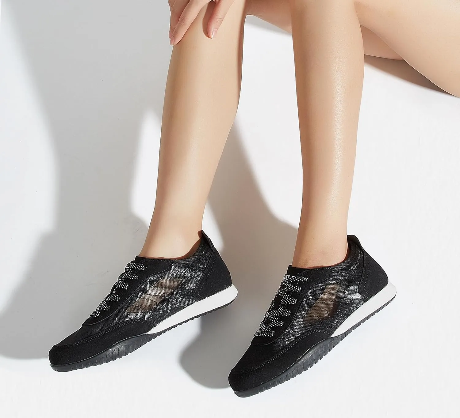 LUCKY STEP Women's Mesh Fashion Sneaker Colorblock Breathable Retro Lace-up Stylish Lifestyle Trendy Casual Walking Shoes