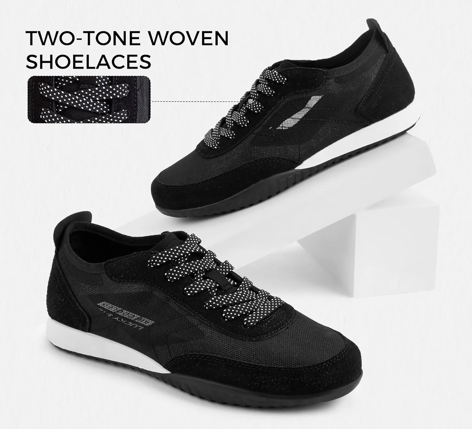 LUCKY STEP Women's Mesh Fashion Sneaker Colorblock Breathable Retro Lace-up Stylish Lifestyle Trendy Casual Walking Shoes