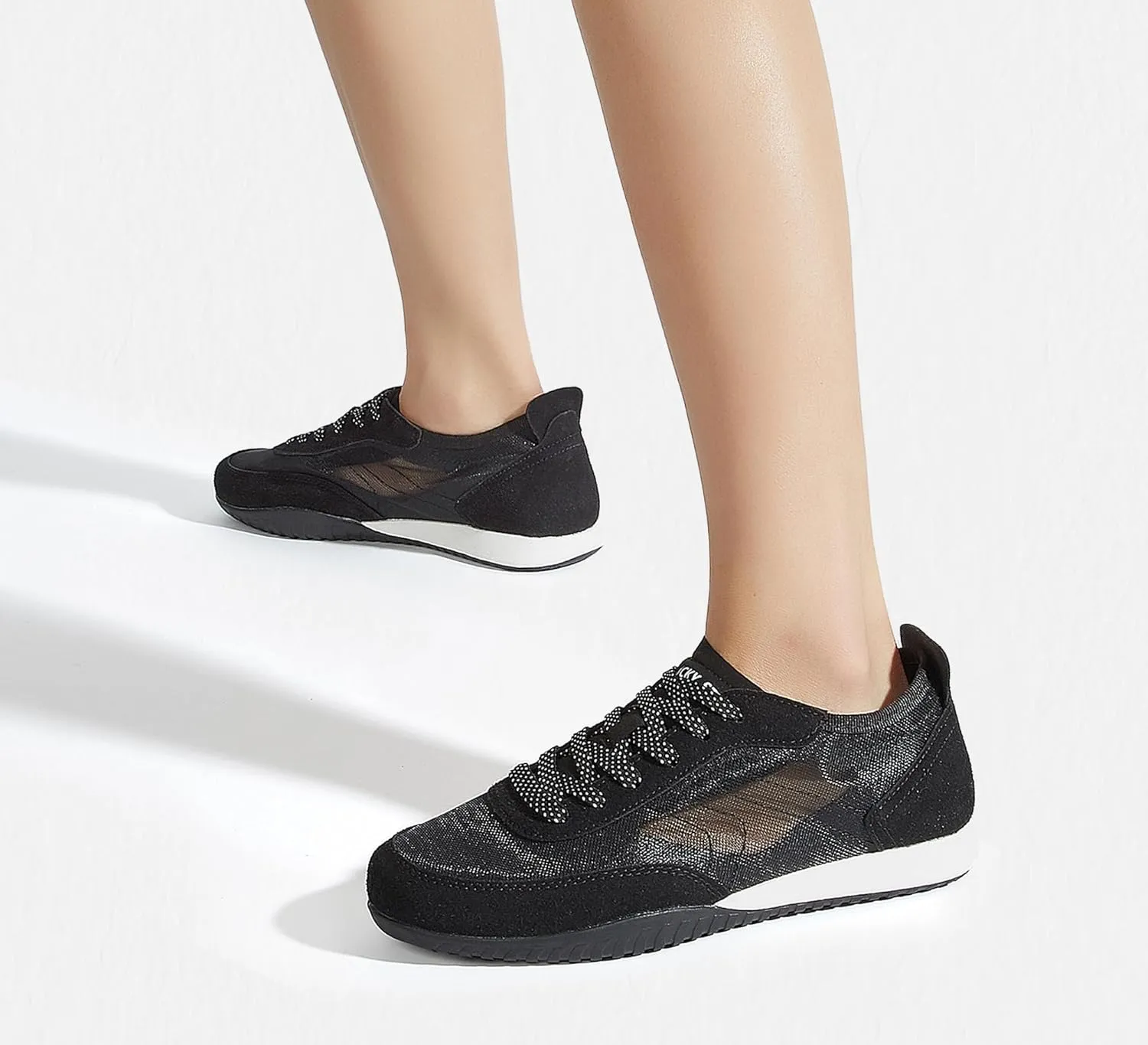 LUCKY STEP Women's Mesh Fashion Sneaker Colorblock Breathable Retro Lace-up Stylish Lifestyle Trendy Casual Walking Shoes