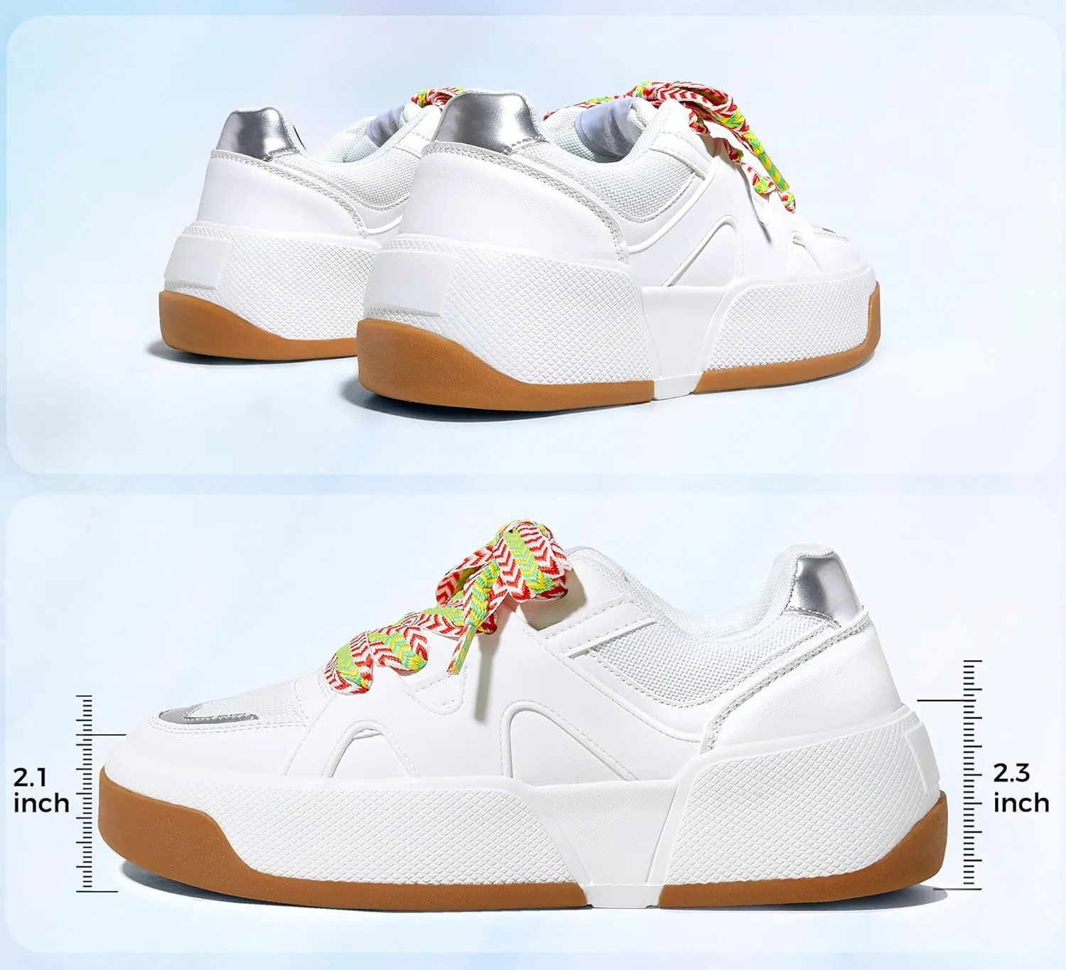 LUCKY STEP Women’s Platform Fashion Sneakers Lace up Casual Faux Leather Comfortable Thick Sole Tennis Walking Shoes