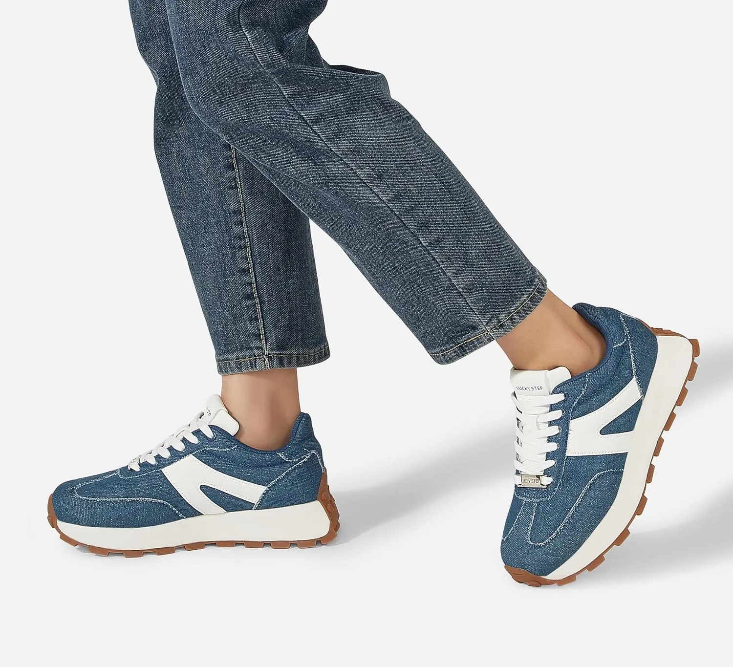 LUCKY STEP Women's Platform Fashion Sneakers Retro Classic Trainers Casual Lace-up Stylish Tennis Running Walking Shoes