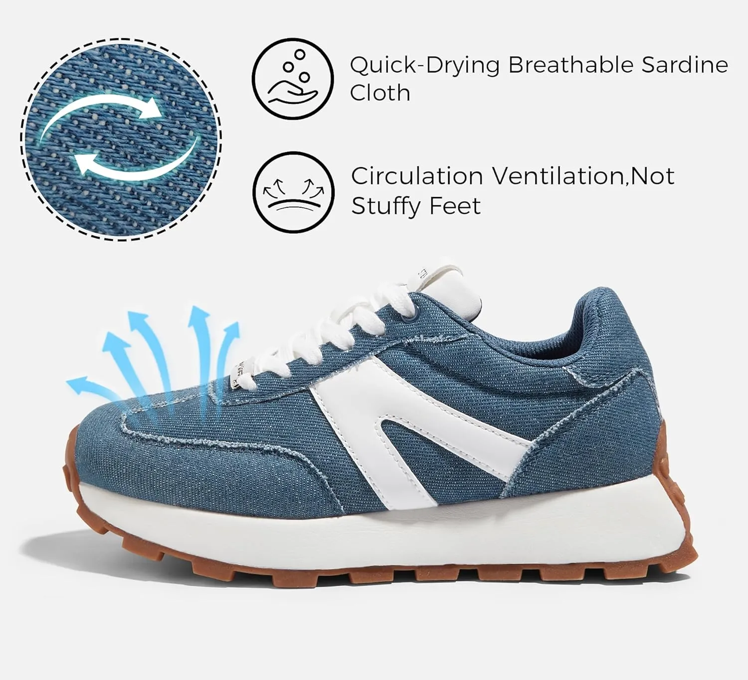 LUCKY STEP Women's Platform Fashion Sneakers Retro Classic Trainers Casual Lace-up Stylish Tennis Running Walking Shoes