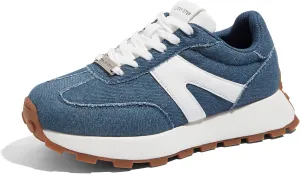 LUCKY STEP Women's Platform Fashion Sneakers Retro Classic Trainers Casual Lace-up Stylish Tennis Running Walking Shoes