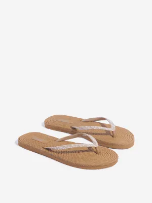 LUNA BLU Taupe Woven-Textured Flip-Flop