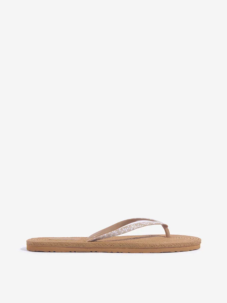 LUNA BLU Taupe Woven-Textured Flip-Flop