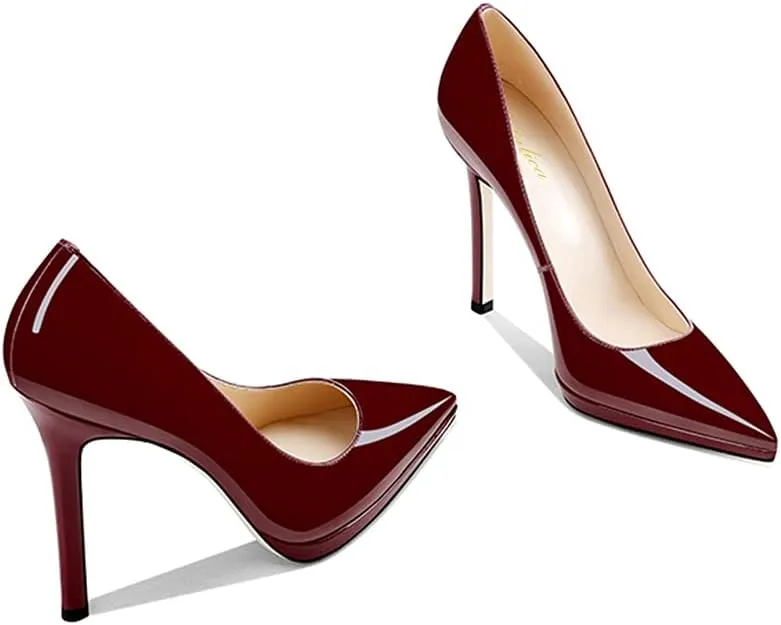 Lutalica W Women's Patent Leather Pointed Toe Sexy Platform High Heel Stiletto Dress Pumps for Party Nightclub Wedding