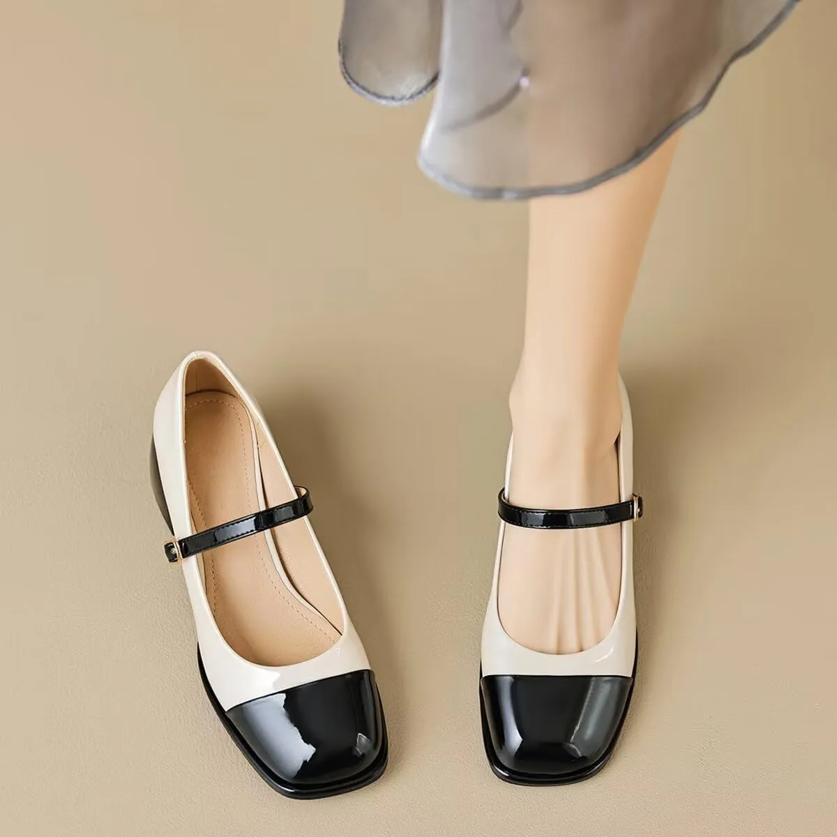 LUXINYU Women Square Toe Heels Pearl Elegant Ladies Pumps Heeled Dress Shoes Comfort Work Shoes