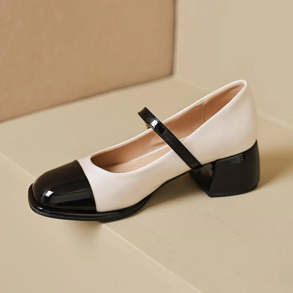 LUXINYU Women Square Toe Heels Pearl Elegant Ladies Pumps Heeled Dress Shoes Comfort Work Shoes