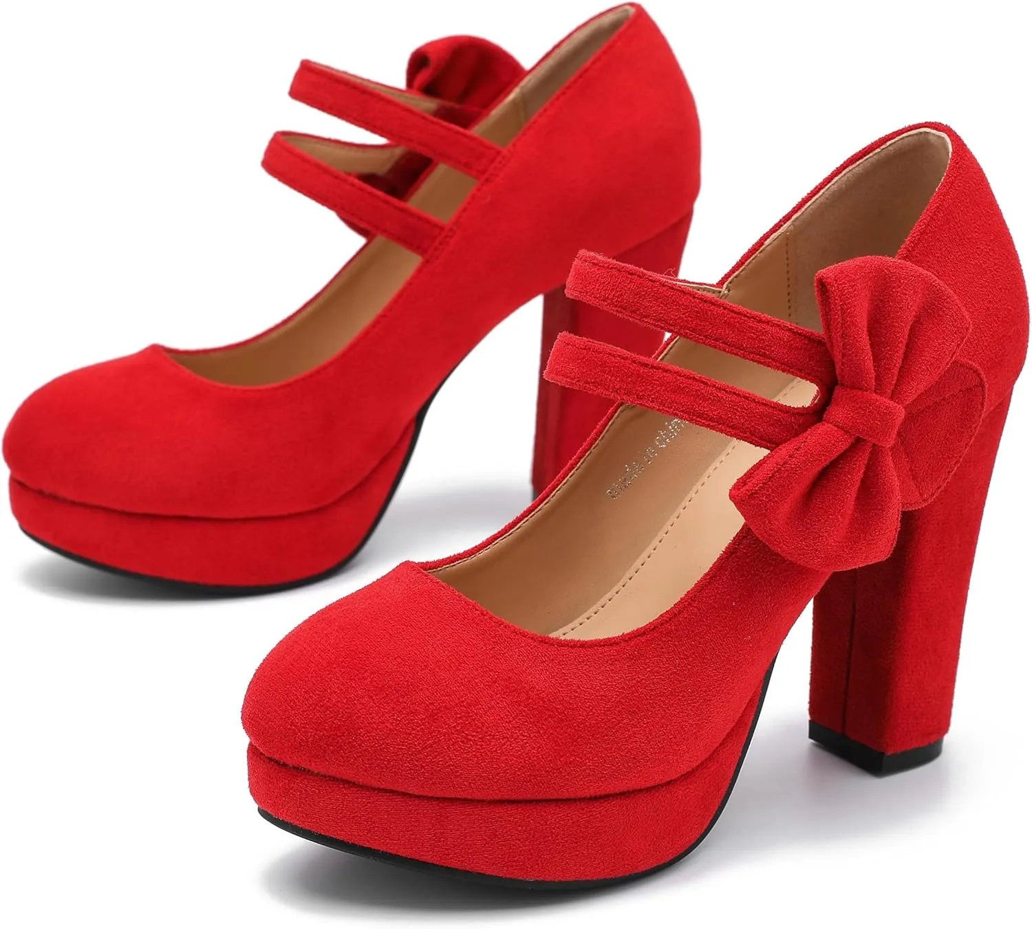 MAIERNISI JESSI Women's Bow Heel Pumps Platform High Heeled Wedding Dress Shoes