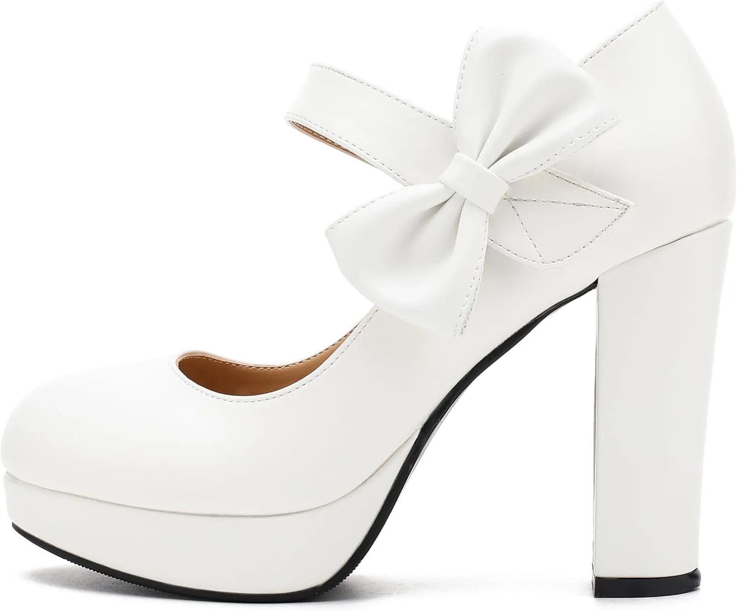 MAIERNISI JESSI Women's Bow Heel Pumps Platform High Heeled Wedding Dress Shoes