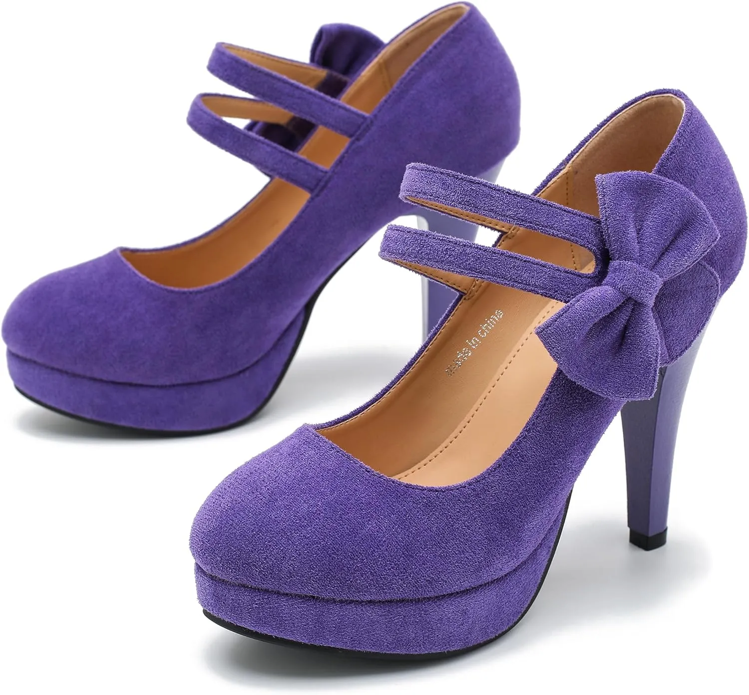 MAIERNISI JESSI Women's Bow Heel Pumps Platform High Heeled Wedding Dress Shoes