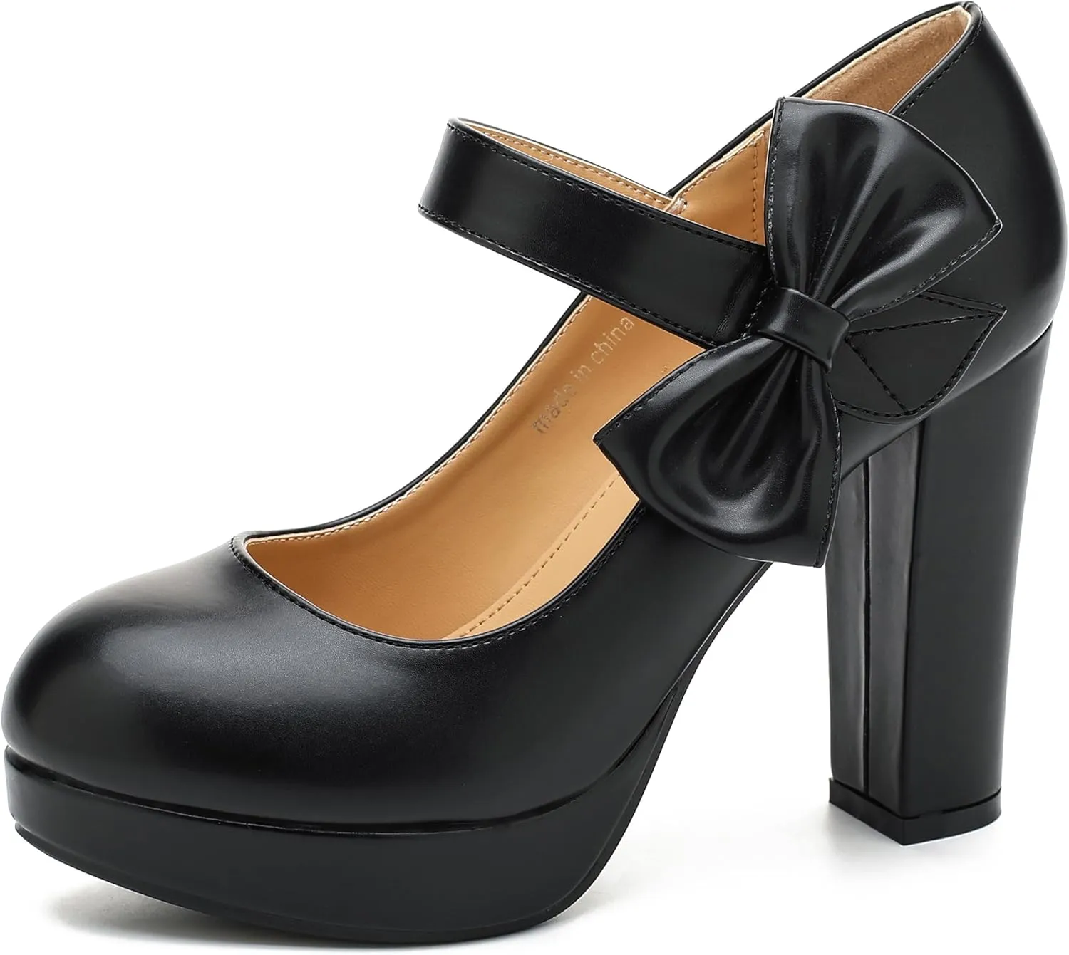 MAIERNISI JESSI Women's Bow Heel Pumps Platform High Heeled Wedding Dress Shoes