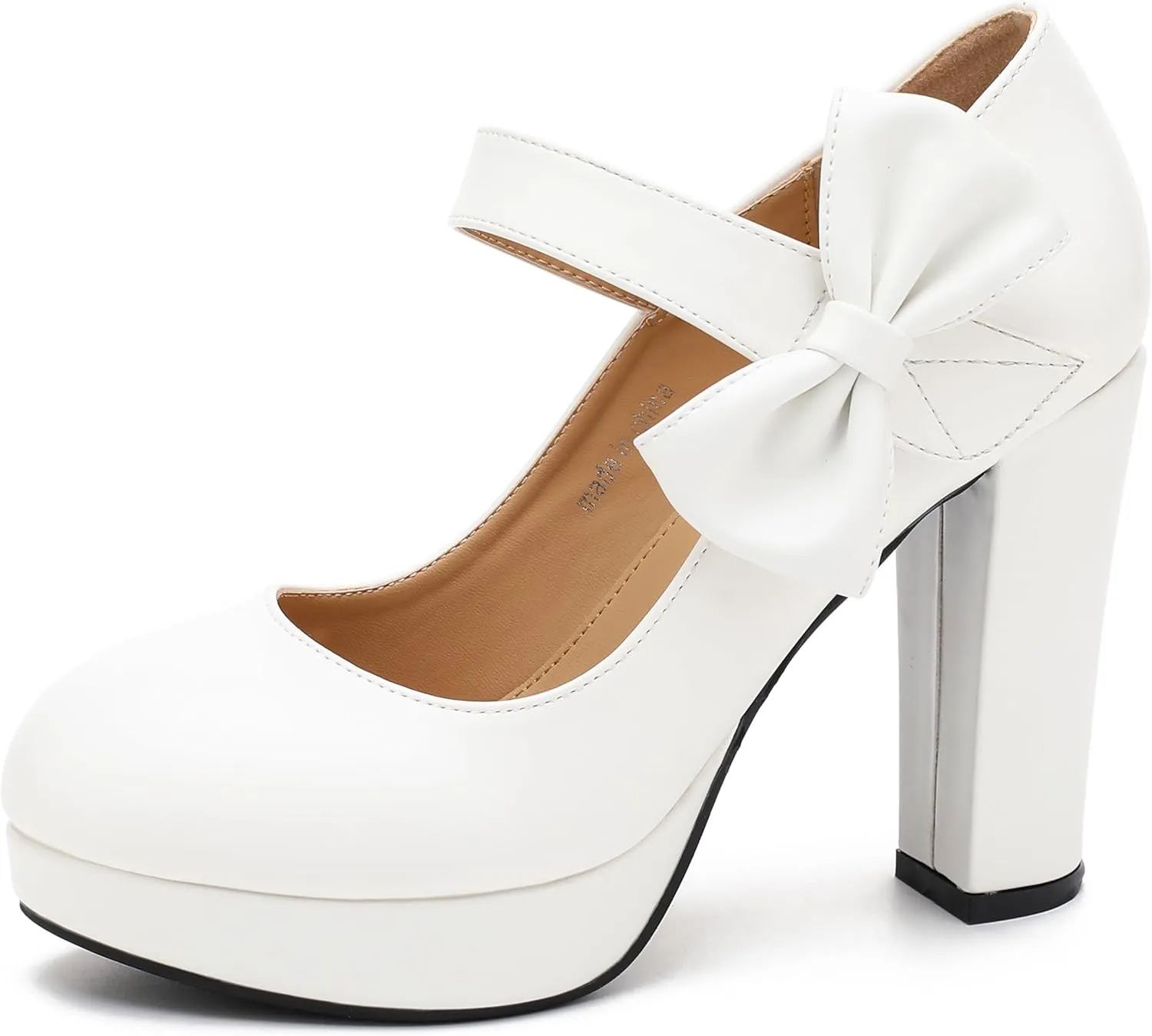 MAIERNISI JESSI Women's Bow Heel Pumps Platform High Heeled Wedding Dress Shoes