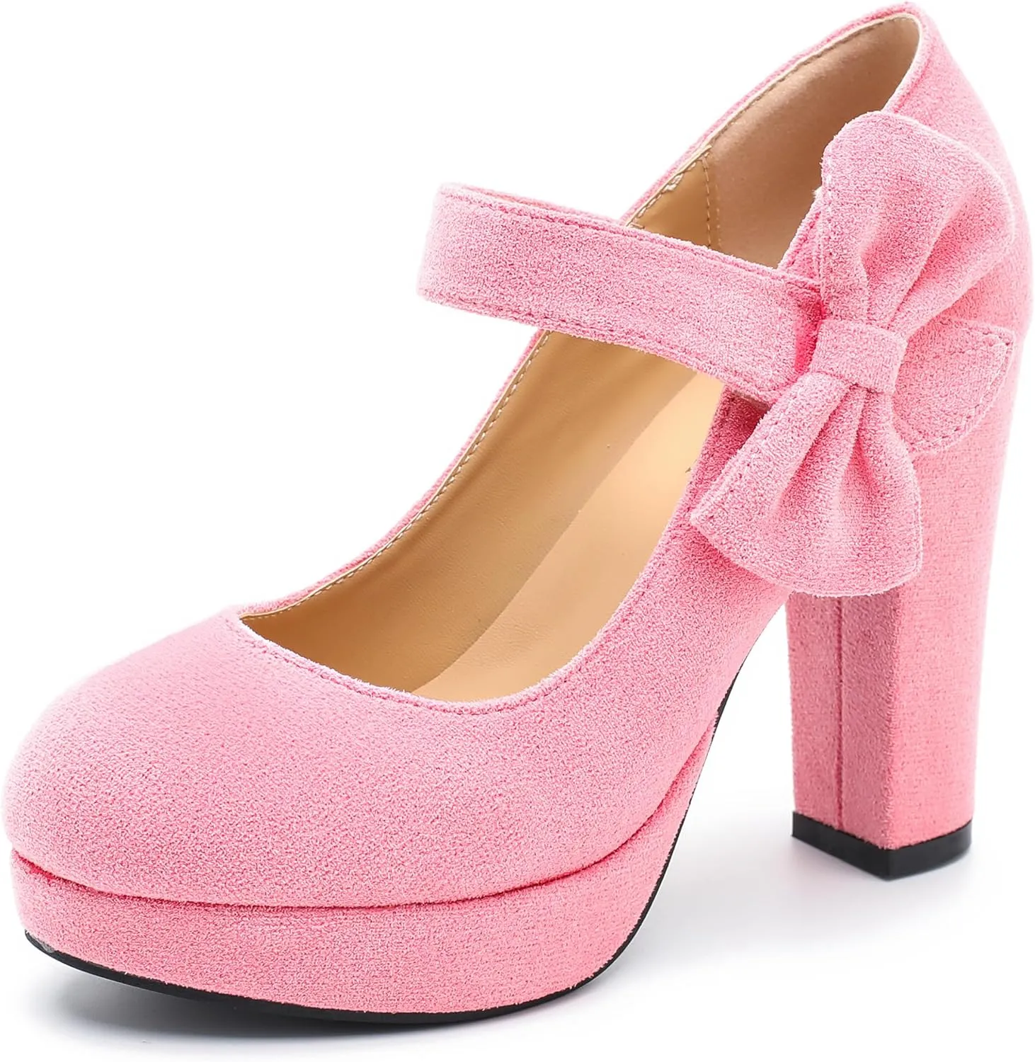 MAIERNISI JESSI Women's Bow Heel Pumps Platform High Heeled Wedding Dress Shoes