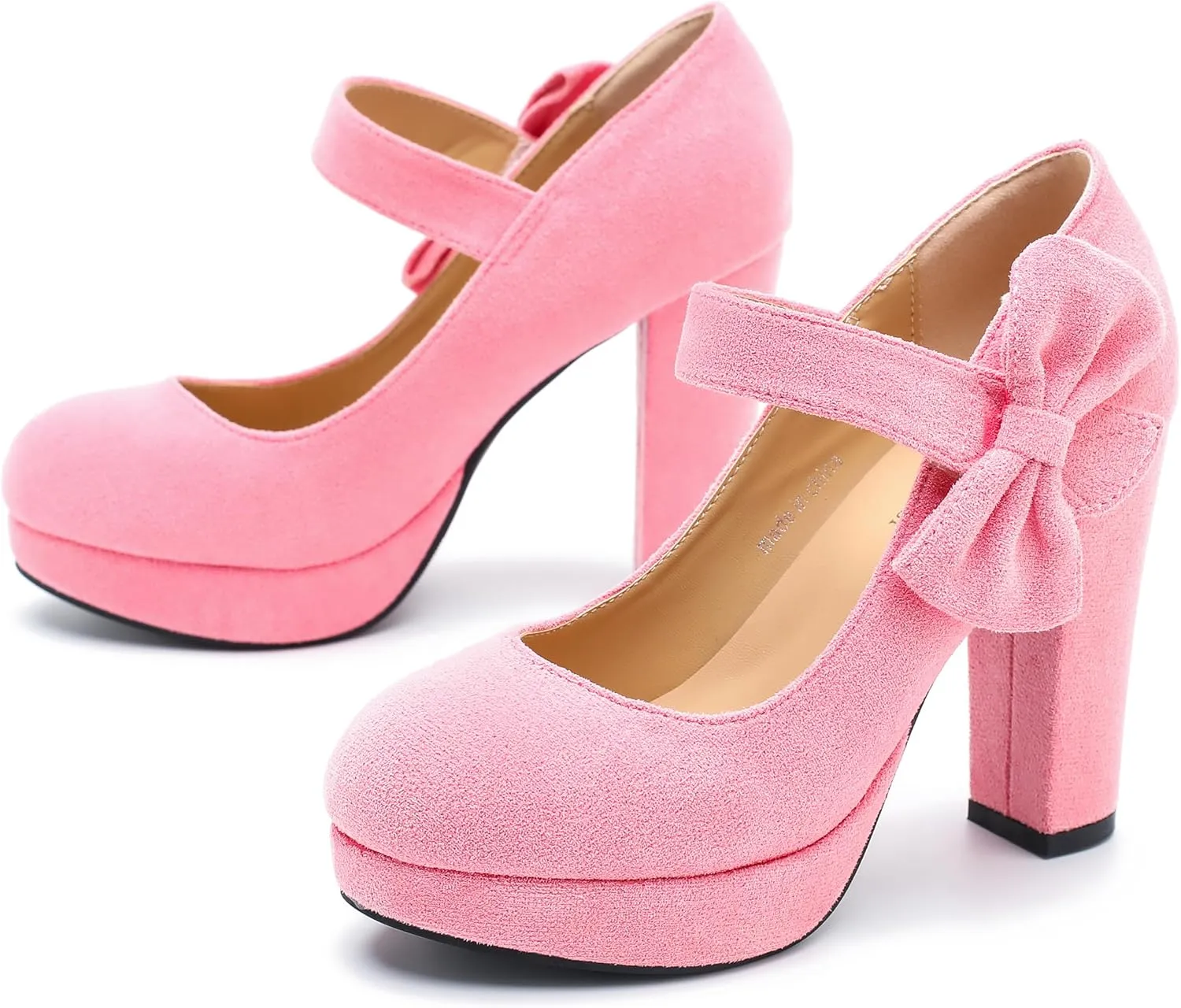 MAIERNISI JESSI Women's Bow Heel Pumps Platform High Heeled Wedding Dress Shoes