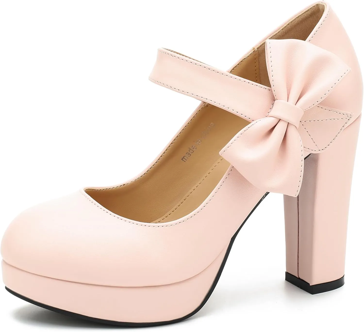 MAIERNISI JESSI Women's Bow Heel Pumps Platform High Heeled Wedding Dress Shoes