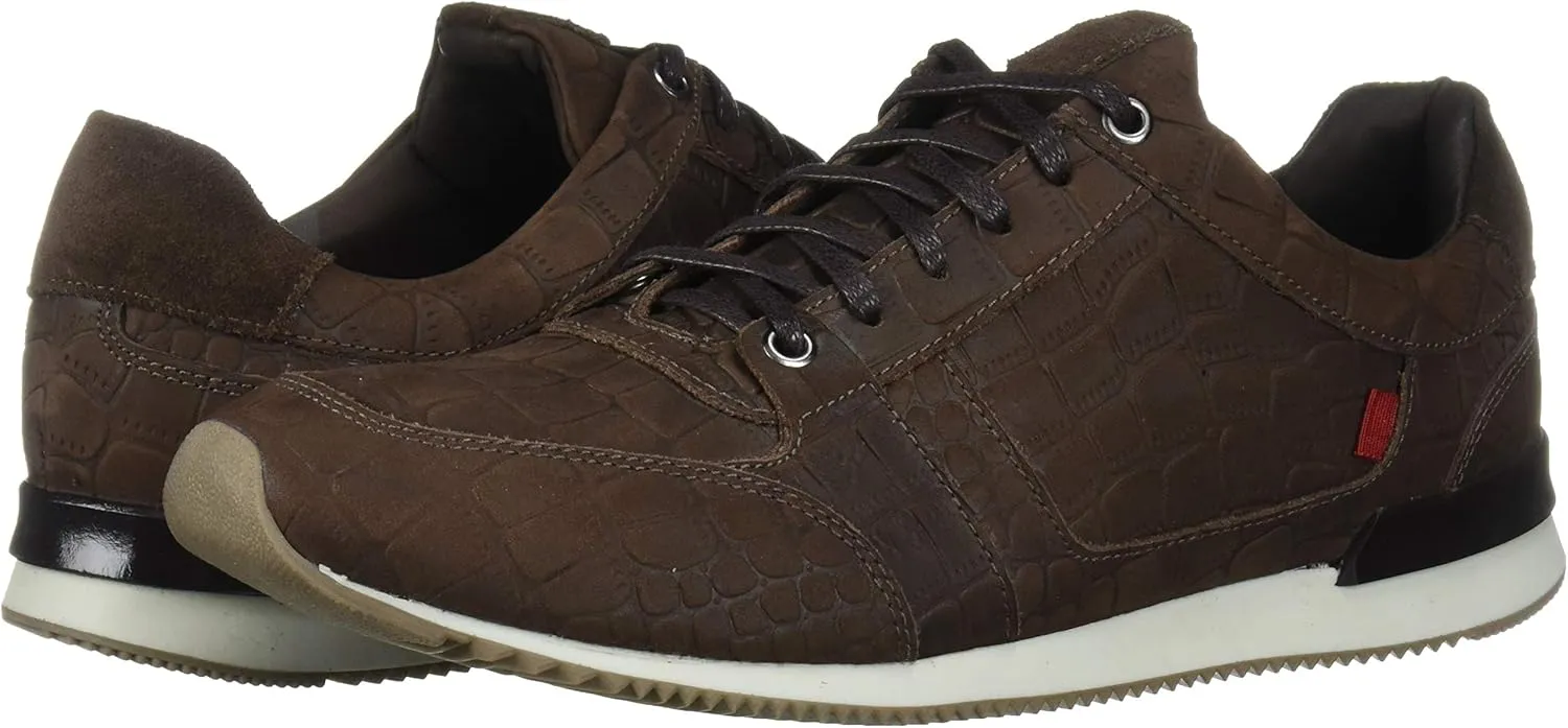 Marc Joseph New York Men's Leather Made in Brazil Luxury Fashion Trainer Croco Detail Sneaker