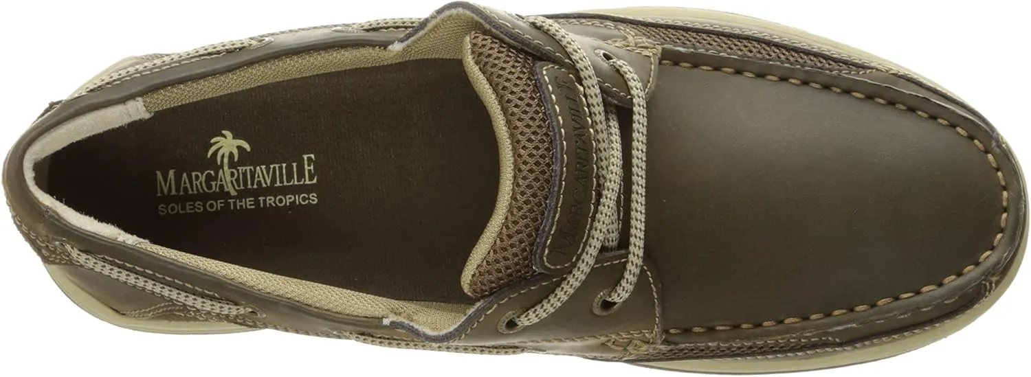 Margaritaville Mens Anchor Lace Boat Shoe, Light Tan, 9.5 US