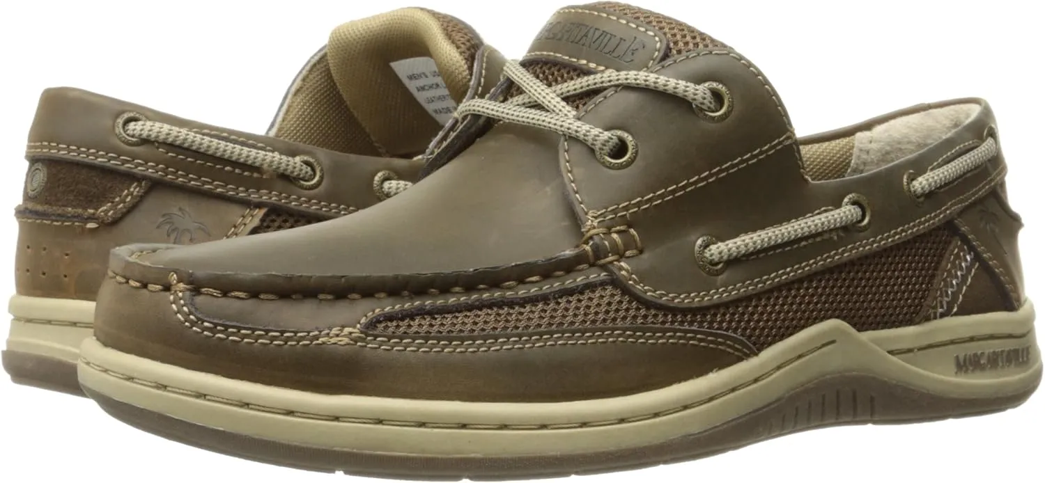 Margaritaville Mens Anchor Lace Boat Shoe, Light Tan, 9.5 US
