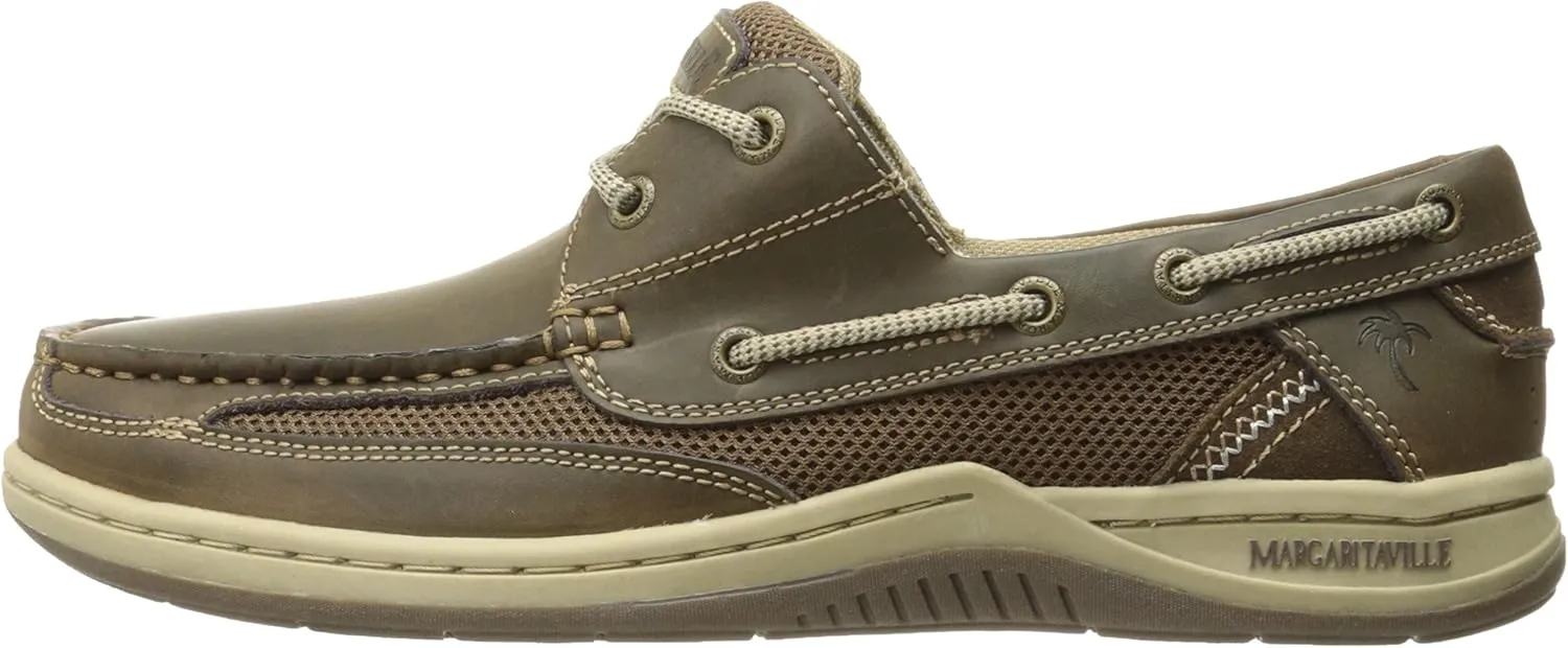 Margaritaville Mens Anchor Lace Boat Shoe, Light Tan, 9.5 US