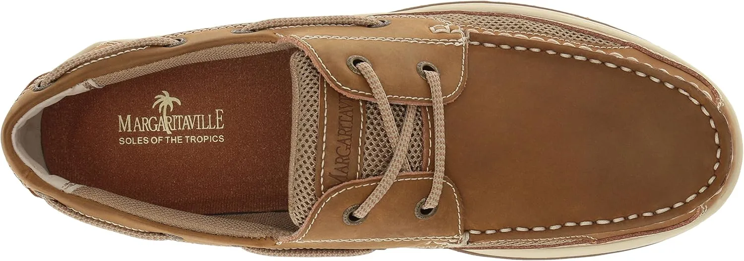 Margaritaville Mens Anchor Lace Boat Shoe, Light Tan, 9.5 US