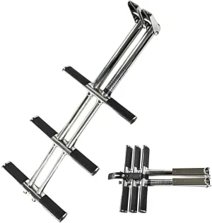 MARINE CITY 3-Step Telescoping Swim Platform Ladder – 304 Stainless Steel, Flip-Up Design, Anti-Slip Steps, 33" Pull-Out Length for Boats & Marine Use (Pack of 1)