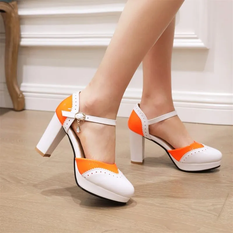 Mary Jane Heels for Women Bow Lolita Platform High Heels Kawaii Shoes Dress Round Toe Pumps