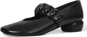 Mary Janes Dress Shoes for Women Heels Pumps Comfortable Closed Round Toe Chunky Low Heels Work Business Shoes