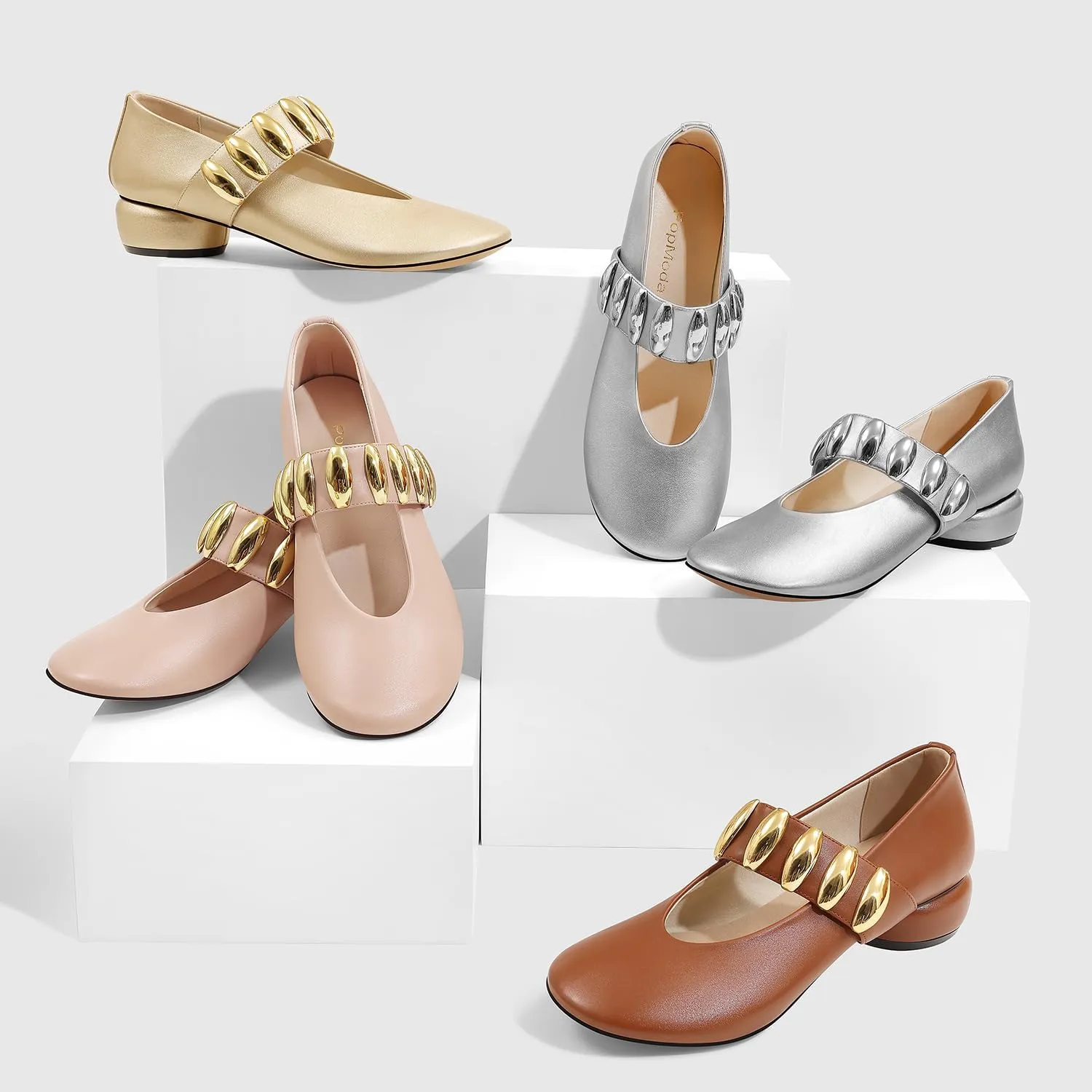 Mary Janes Dress Shoes for Women Heels Pumps Comfortable Closed Round Toe Chunky Low Heels Work Business Shoes
