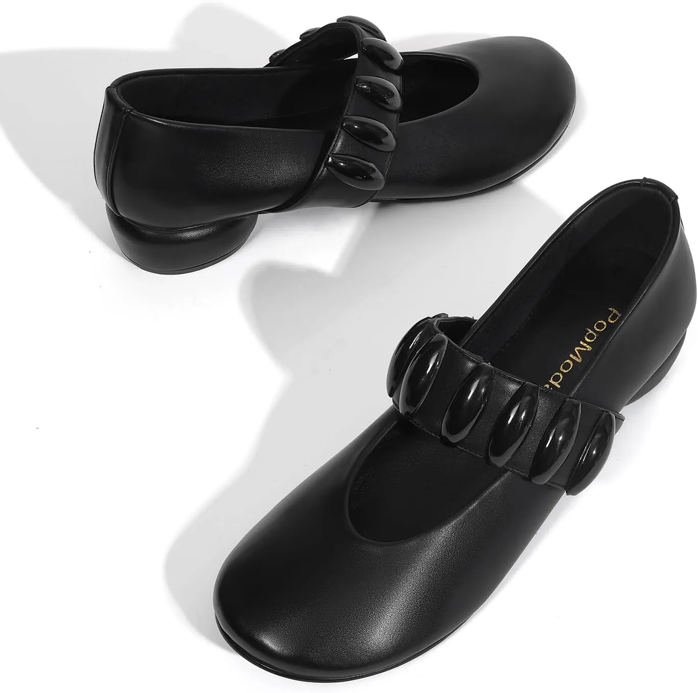 Mary Janes Dress Shoes for Women Heels Pumps Comfortable Closed Round Toe Chunky Low Heels Work Business Shoes