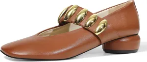 Mary Janes Dress Shoes for Women Heels Pumps Comfortable Closed Round Toe Chunky Low Heels Work Business Shoes