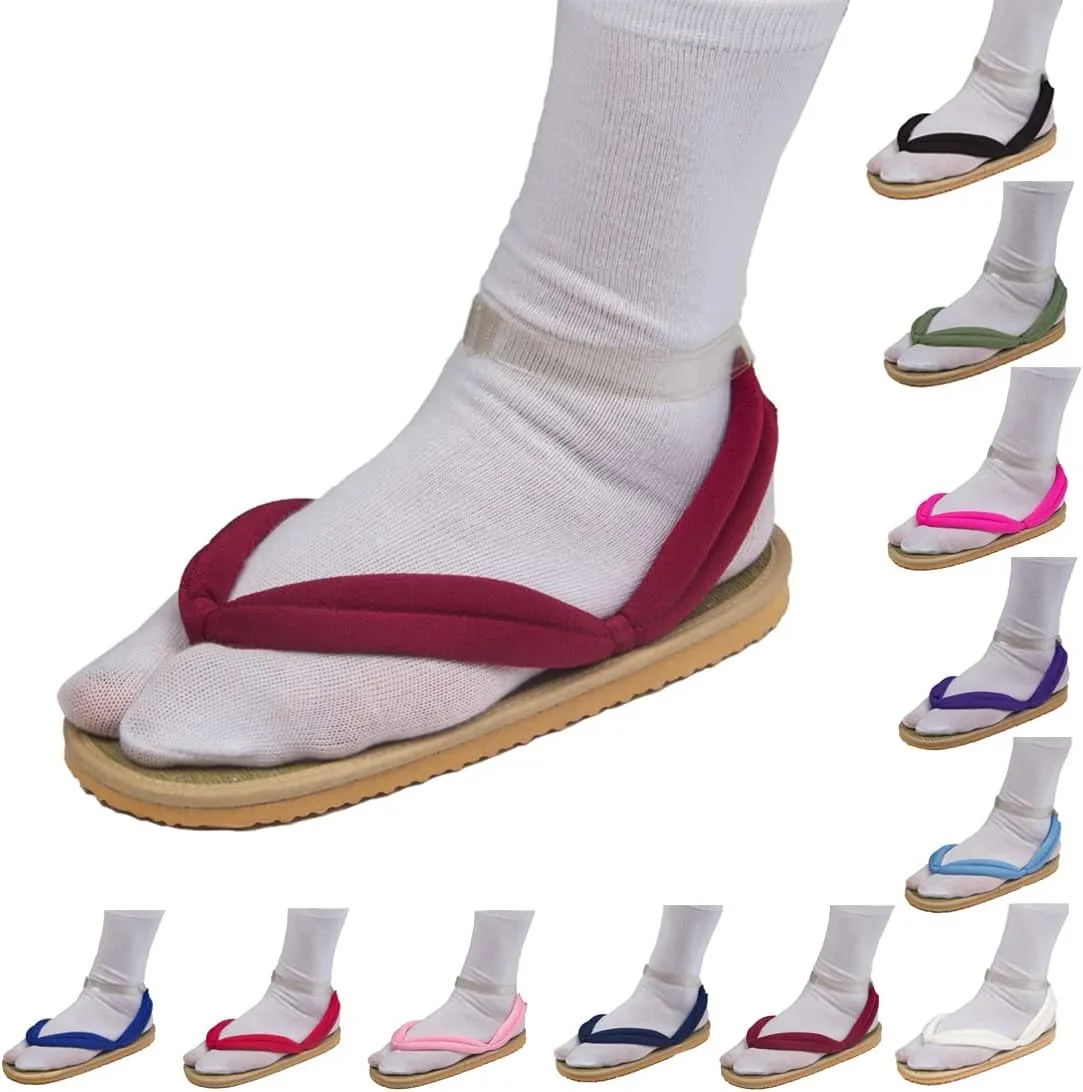 MEADOO Unisex Tanjirou Shinobu Zenitsu Cosplay Clog Shoes Kimetsu no Yaiba Cosplay Geta Sandals Prop Oshitari with Socks