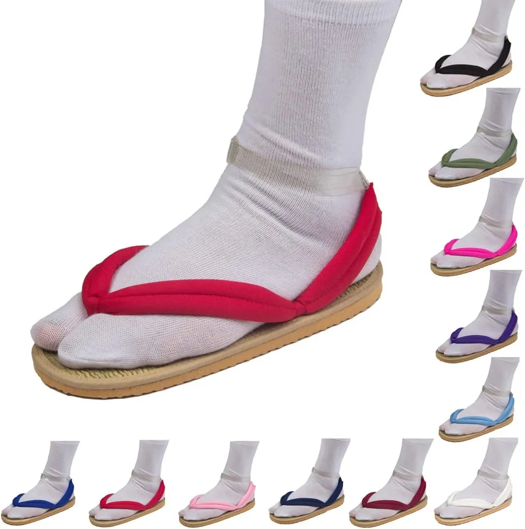MEADOO Unisex Tanjirou Shinobu Zenitsu Cosplay Clog Shoes Kimetsu no Yaiba Cosplay Geta Sandals Prop Oshitari with Socks