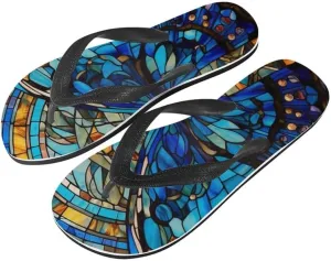 Men Hawaii Flip Flop Sandal Geometry Lightweight Thong Sandals Xmas Santa Claus Unisex Bathroom Orthotic Flip Flops