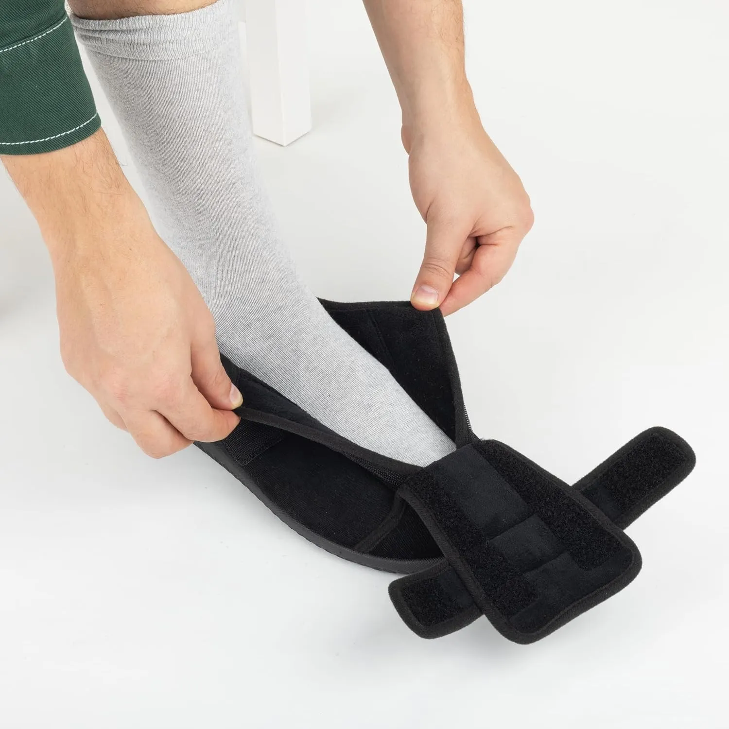 Men's 80-D Memory Foam Adjustable Wide Diabetic Slippers for Swollen Feet, Edema, Arthritis, Elderly Indoor/Outdoor