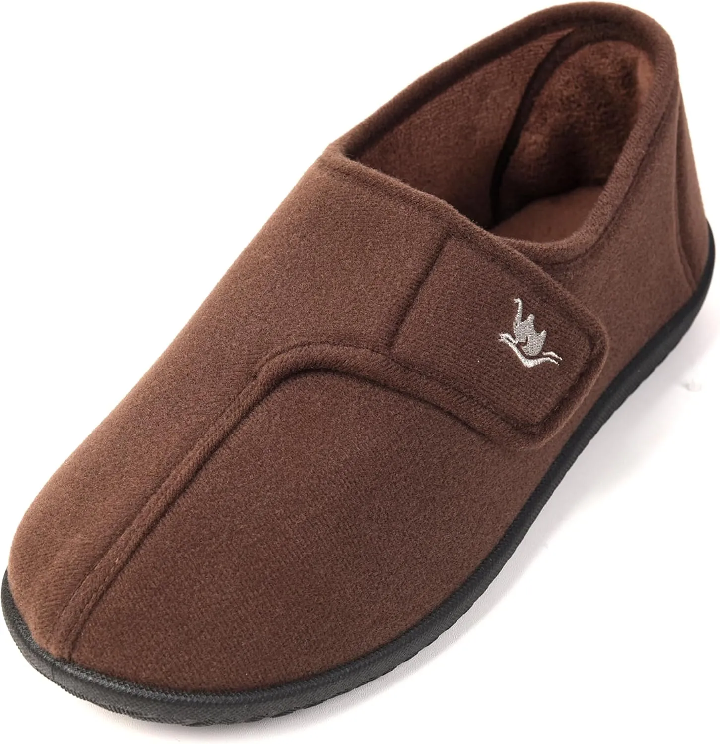 Men's Adjustable Wrap 80-D Memory Foam Comfy Diabetic Slippers for Swollen Feet, Edema, Arthritis, Elderly Indoor/Outdoor w/Anti Slip Sole