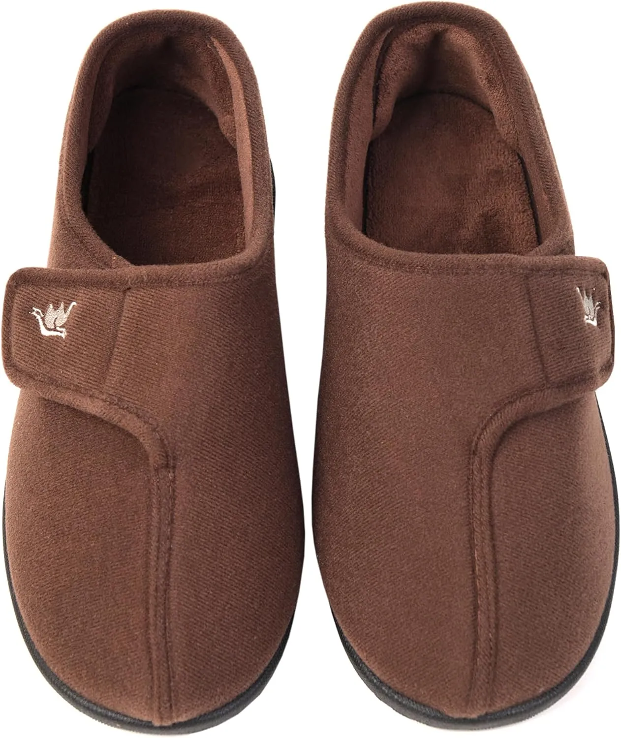 Men's Adjustable Wrap 80-D Memory Foam Comfy Diabetic Slippers for Swollen Feet, Edema, Arthritis, Elderly Indoor/Outdoor w/Anti Slip Sole