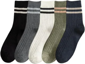 Mens Athletic Cotton Socks Five Pack Ankle Sock