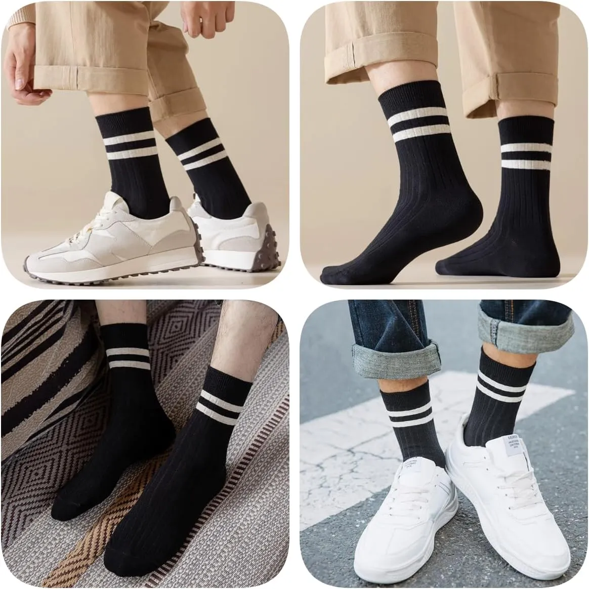 Mens Athletic Cotton Socks Five Pack Ankle Sock