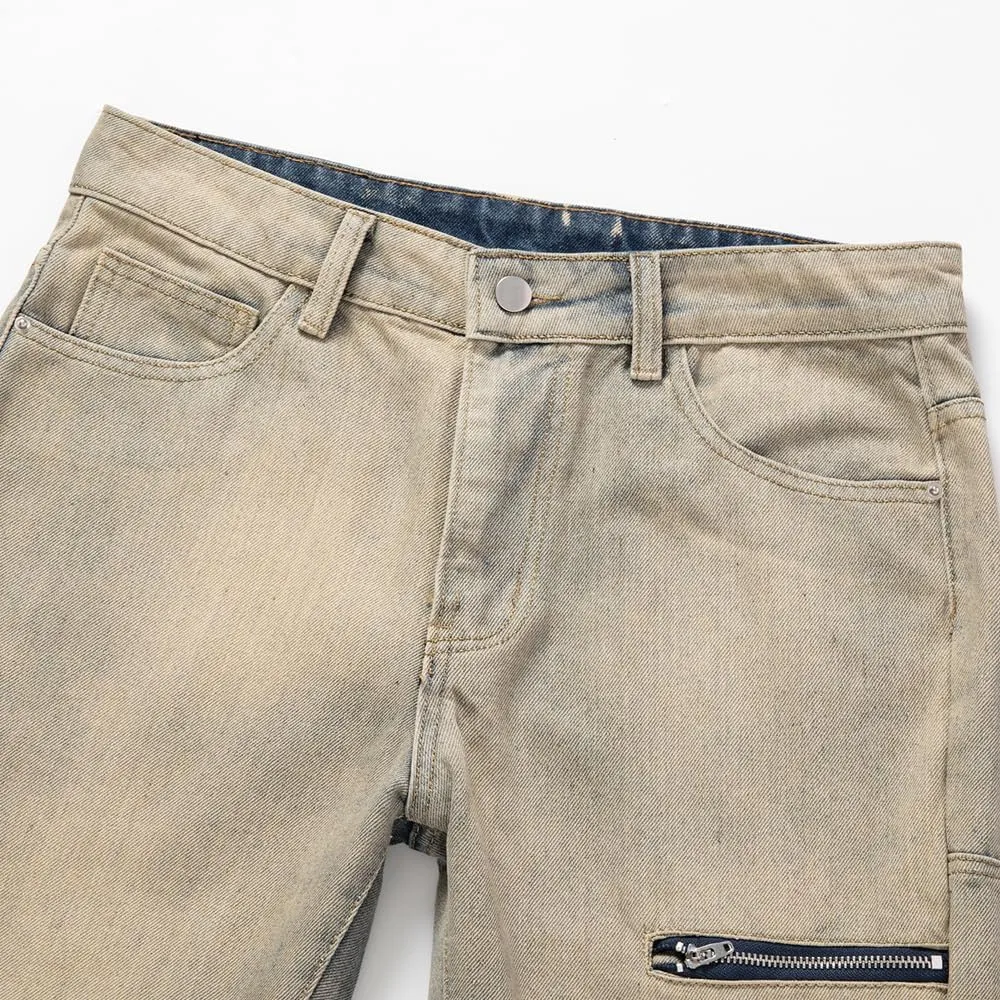 Men's Biker Straight Jeans Designer Comfort Denim Pants Slim-Fit Soft Casual