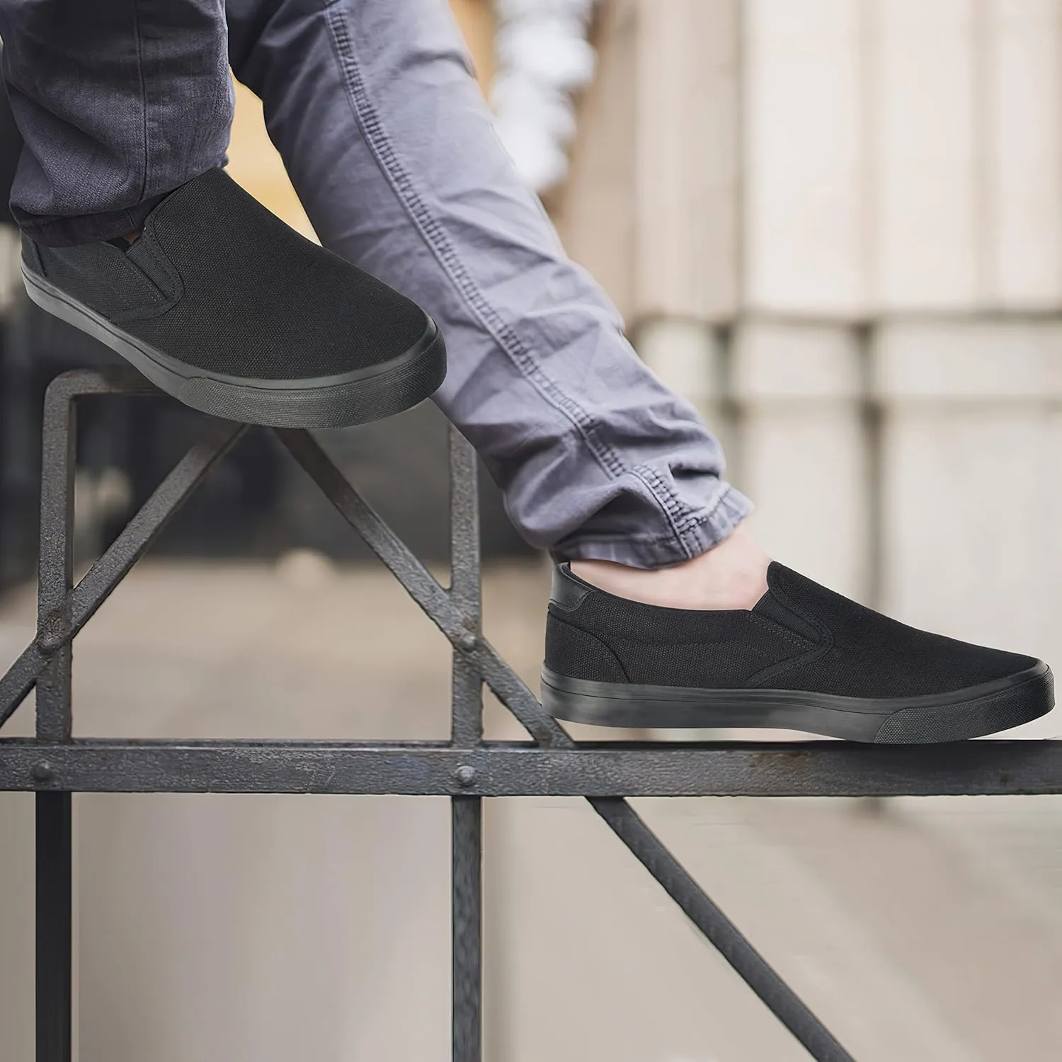 Men's Black Classic Low Top Shoes Canvas Fashion Sneaker with Soft Insole Causal Dress Shoes for Men Comfortable Walking Shoes