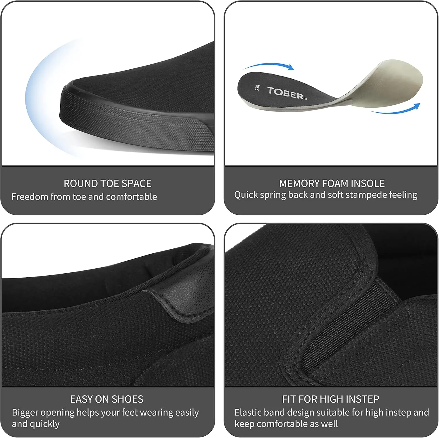 Men's Black Classic Low Top Shoes Canvas Fashion Sneaker with Soft Insole Causal Dress Shoes for Men Comfortable Walking Shoes