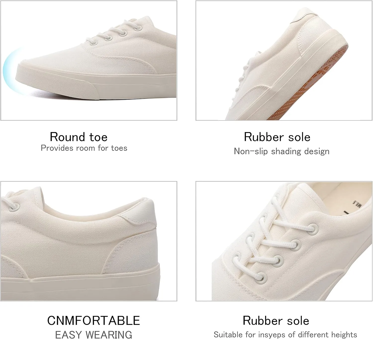 Men's Black Classic Low Top Shoes Canvas Fashion Sneaker with Soft Insole Causal Dress Shoes for Men Comfortable Walking Shoes