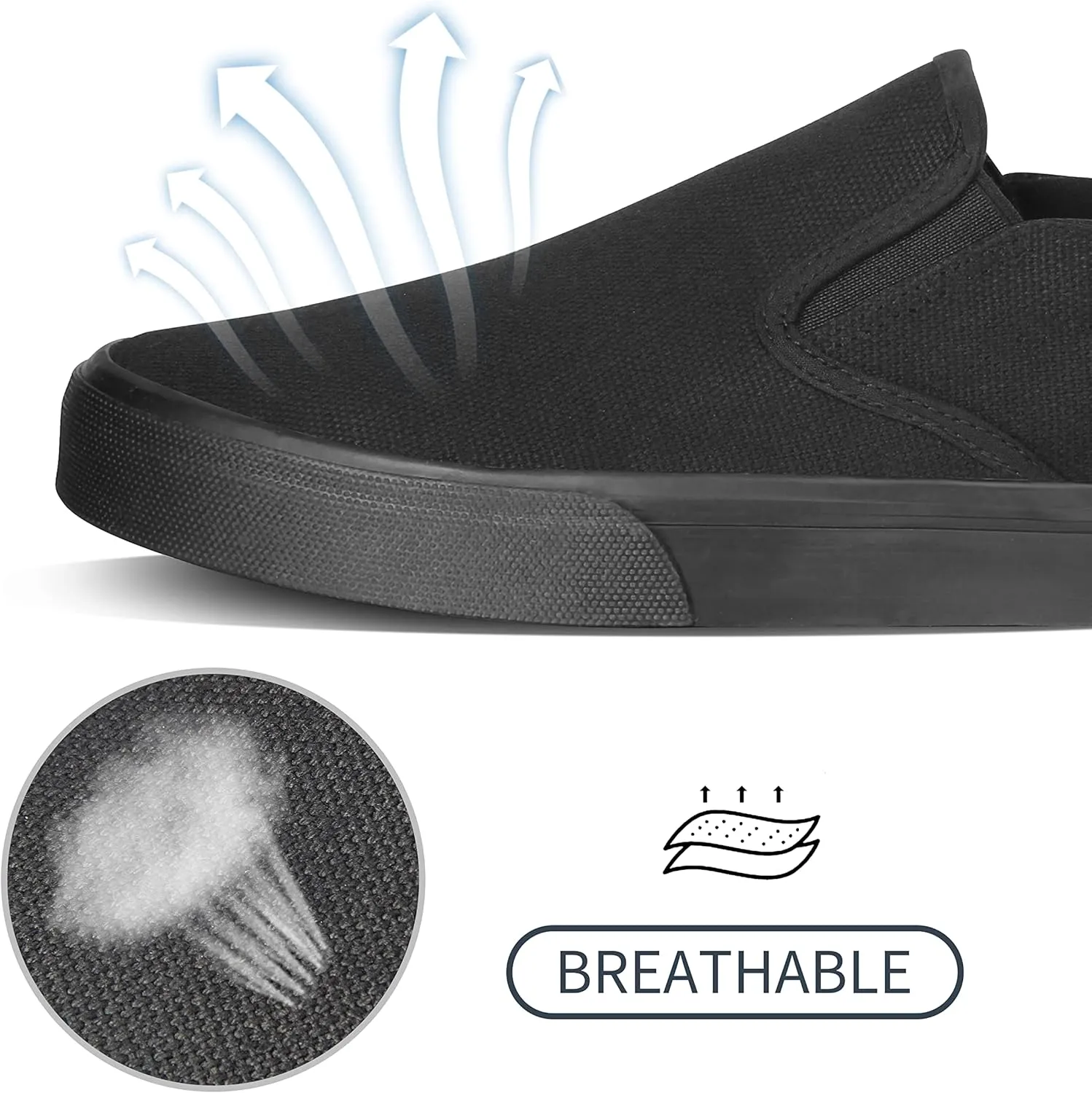 Men's Black Classic Low Top Shoes Canvas Fashion Sneaker with Soft Insole Causal Dress Shoes for Men Comfortable Walking Shoes