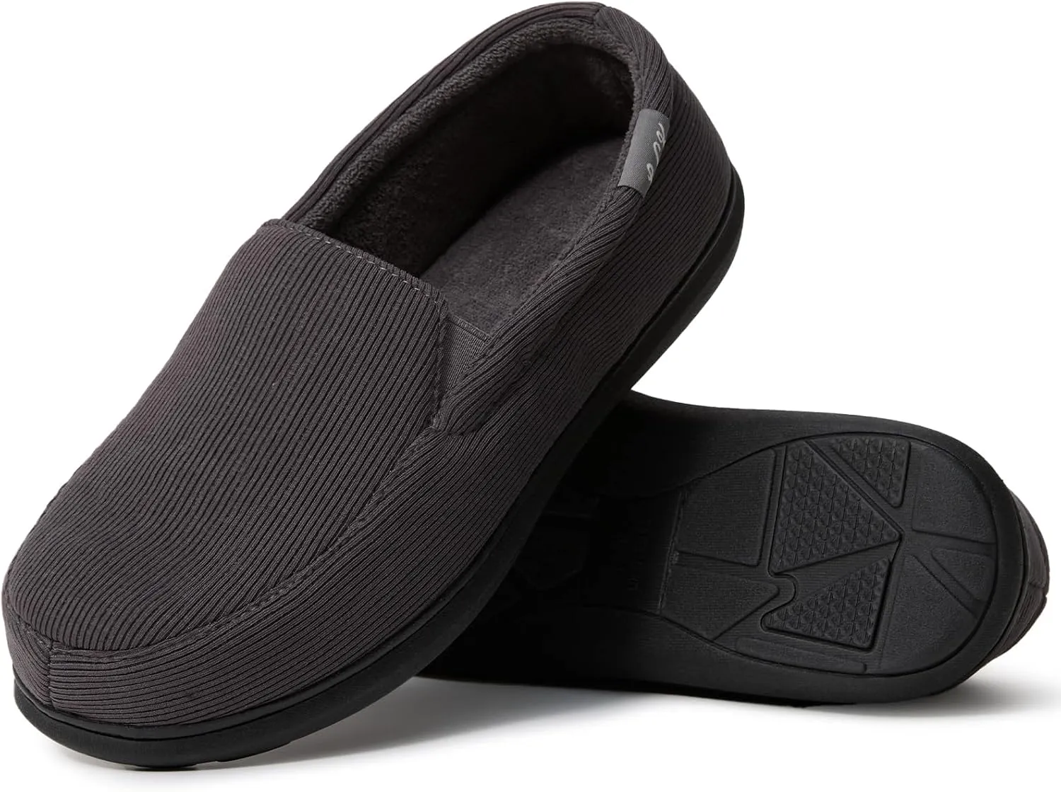 Men's Breathable Memory Foam Slipper with Non Slip Sole Comfy Loafer House Shoes Striped Knitted Upper with Coral Velvet Lining for Indoor Outdoor Slippers Grey Brown US8-13