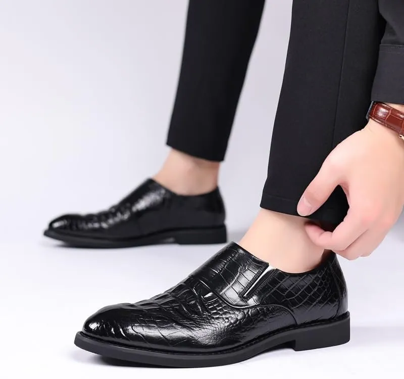 Men's Classic Oxford Vegan Leather Uniform Slip On Working Shoes Block Heel Anti-Slip Rubber Sole Shoe