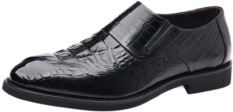 Men's Classic Oxford Vegan Leather Uniform Slip On Working Shoes Block Heel Anti-Slip Rubber Sole Shoe