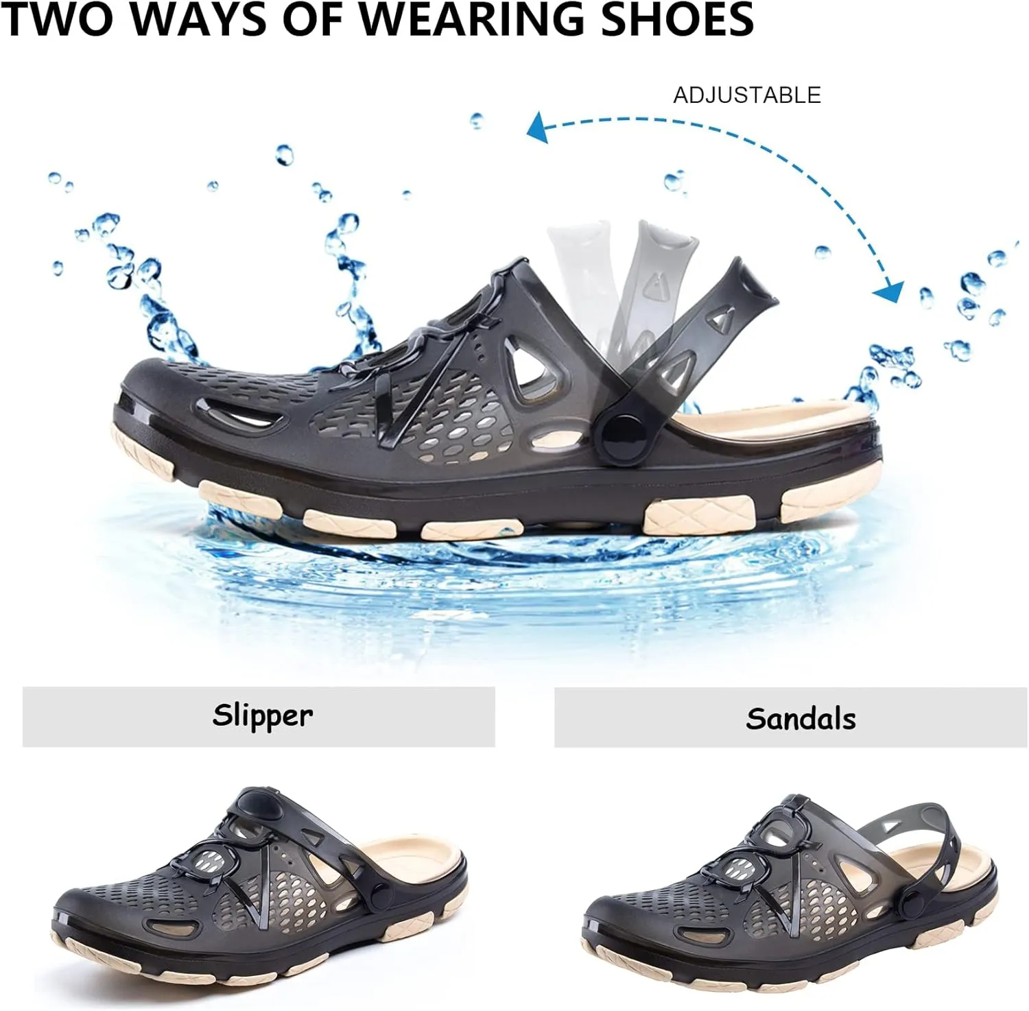 Mens Clogs Lightweight Garden Shoes Breathable Clogs Beach Slippers Slip On Mules Pool Beach Yard for Men Black Blue Yellow Size US 7-13