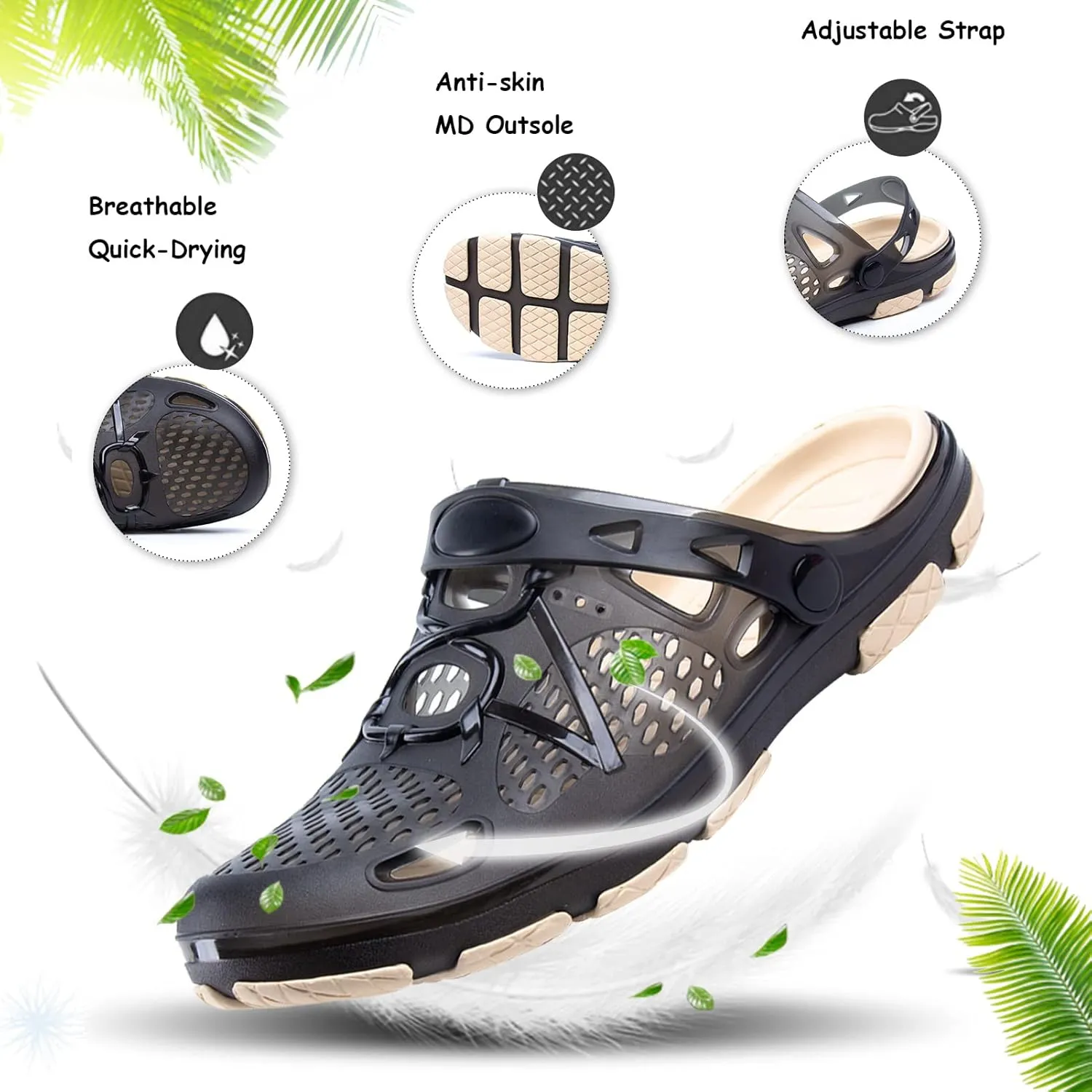 Mens Clogs Lightweight Garden Shoes Breathable Clogs Beach Slippers Slip On Mules Pool Beach Yard for Men Black Blue Yellow Size US 7-13